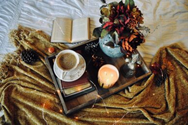 candle and coffee